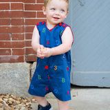 Alphabet Embroidered Navy Shortall-FINAL SALE