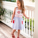 Patriotic Embroidered Jumper with Red Pockets