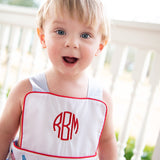 Patriotic Embroidered Shortall with Red Pockets