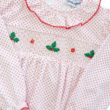 Hollyberries Smocked Polka Dot Knit Baby Gown