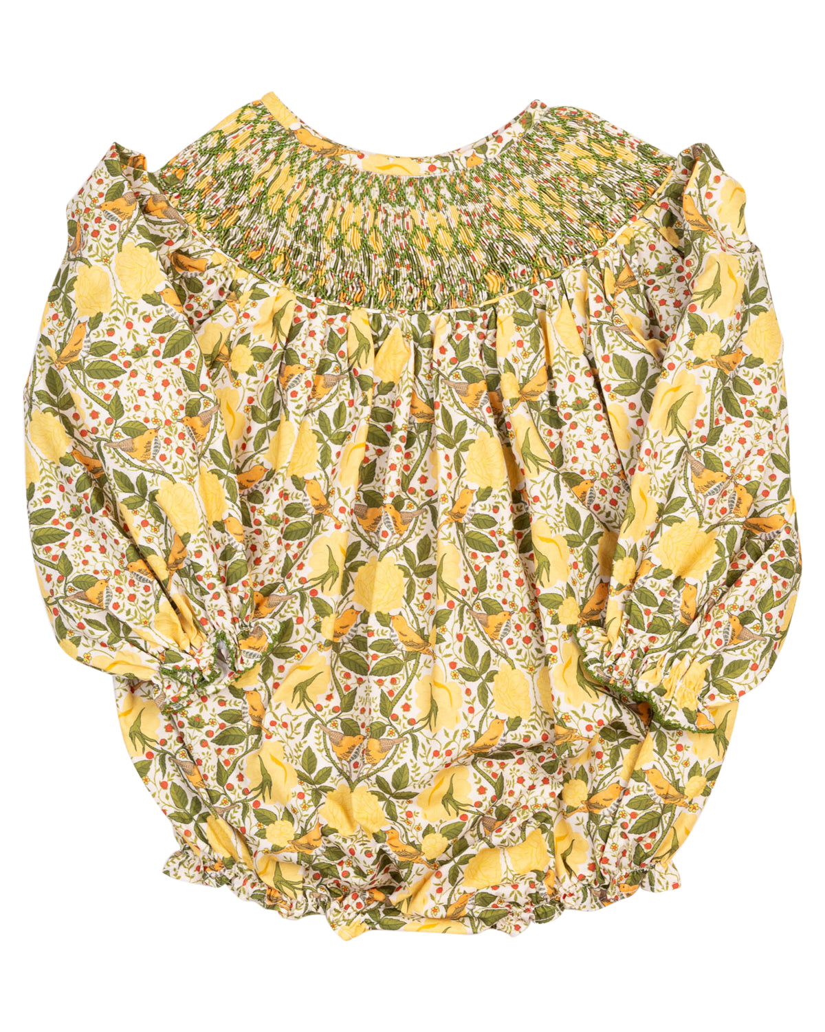 William Morris Inspired Smocked Yellow Bubble