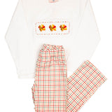 Turkeys Embroidered Plaid Pants Set- FINAL SALE