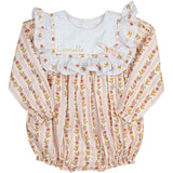 Fall Floral Stripe Bib Collar Bubble