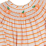 Pumpkins Smocked Striped Bishop Bubble