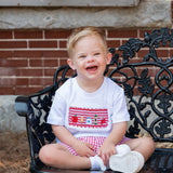 School Supplies Smocked Red Windowpane Shorts Set