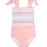 Rainbow Smocked Baby Pink One Piece-FINAL SALE