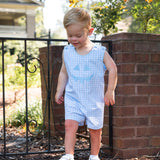 Jack-O-Lantern Applique Gingham Shortall