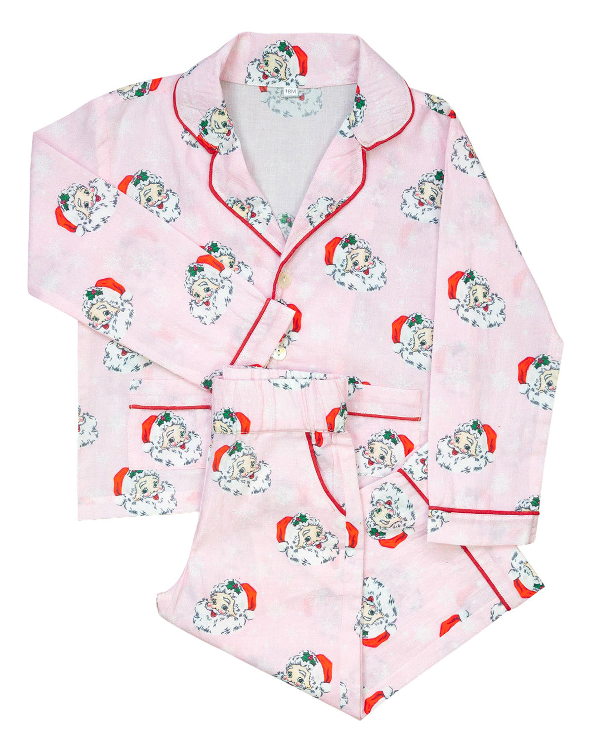 Vintage Santa Pink Button Down Pajama Set