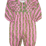 Pink Floral Mixed Block Print Romper