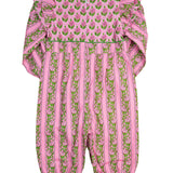 Pink Floral Mixed Block Print Romper