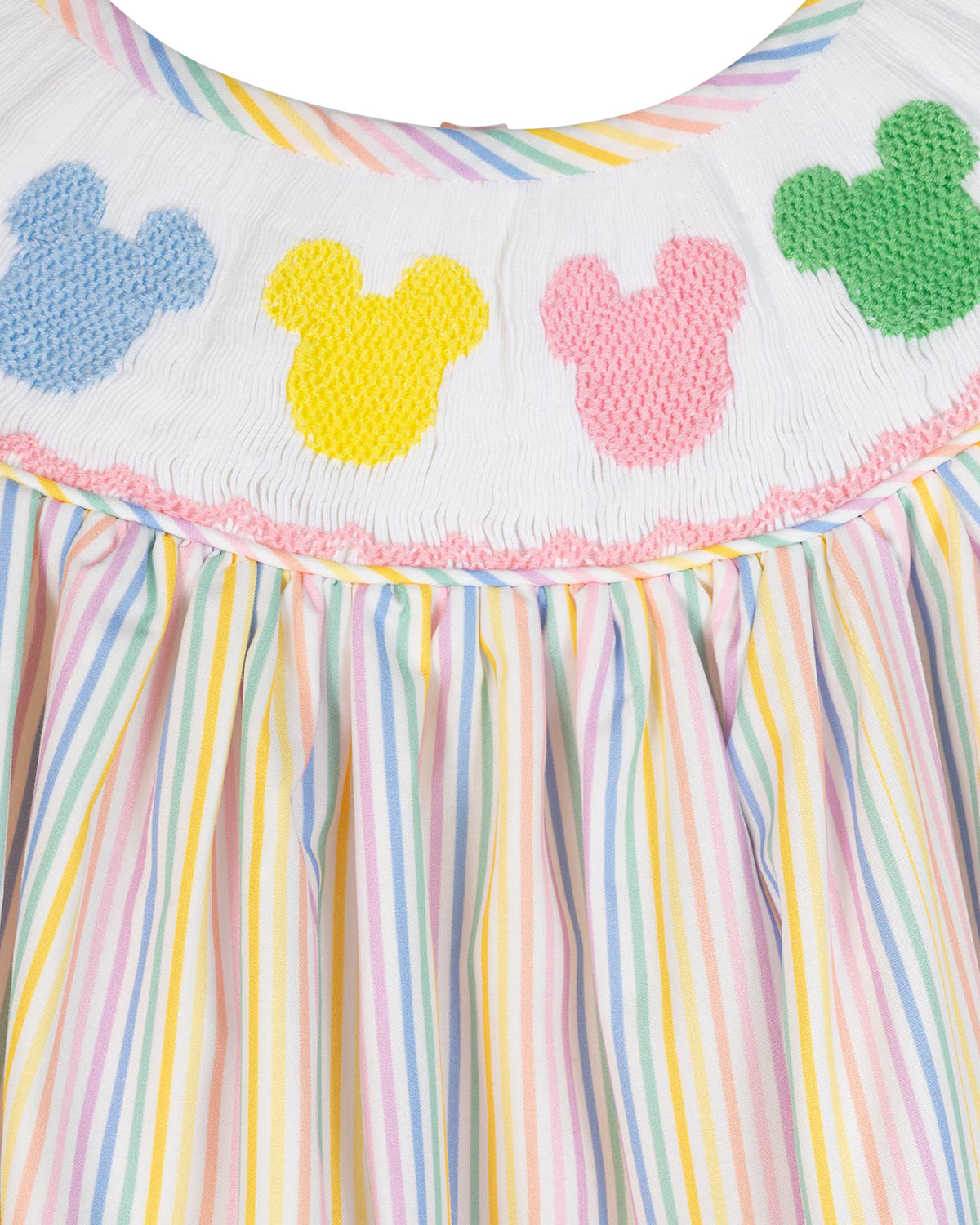 Mouse Smocked Rainbow Striped Bubble