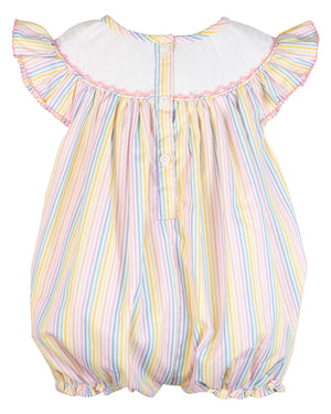 Mouse Smocked Rainbow Striped Bubble