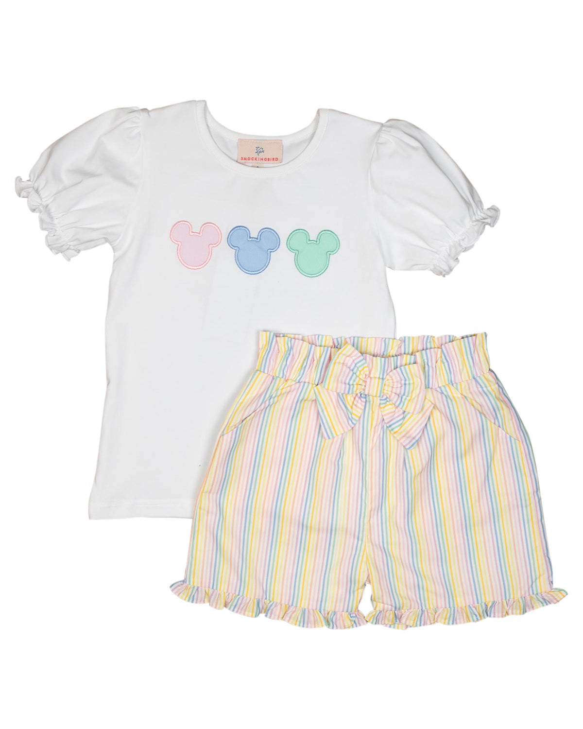 Mouse Applique Shorts Set with Bow