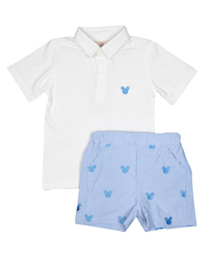 Mouse Embroidered Shorts Set