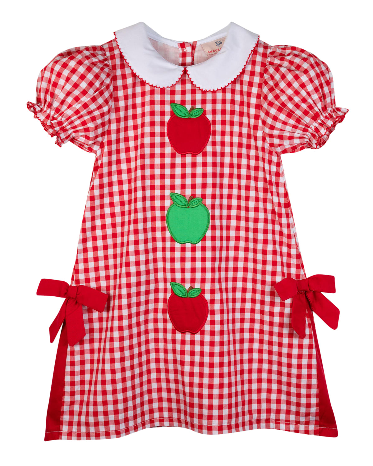 Apple Applique Red Checked Dress