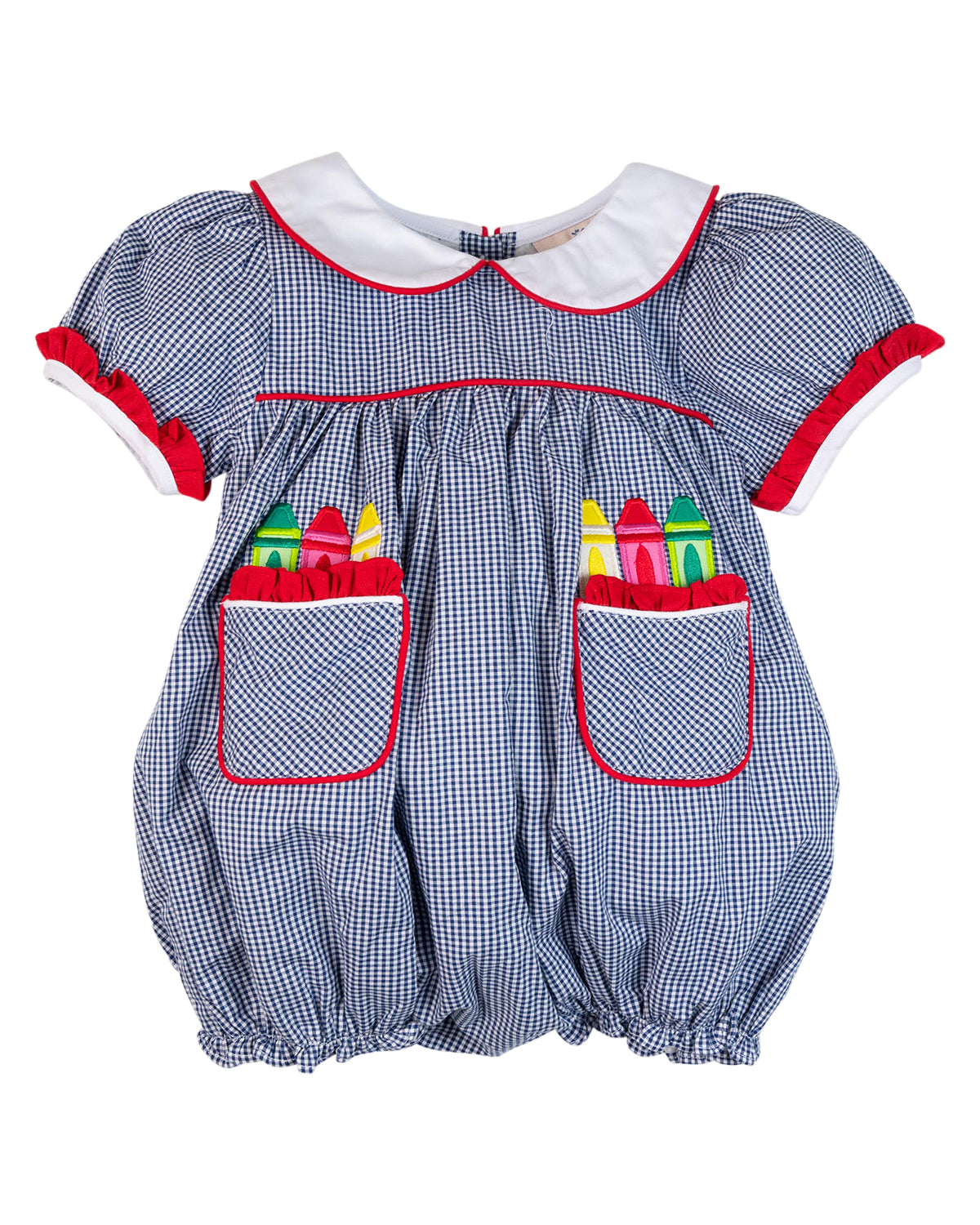 Pass Me A Crayon Navy Gingham Girl Bubble