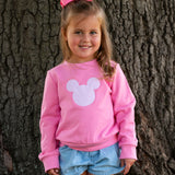 Main Street Applique Mouse Sweatshirt in Pink