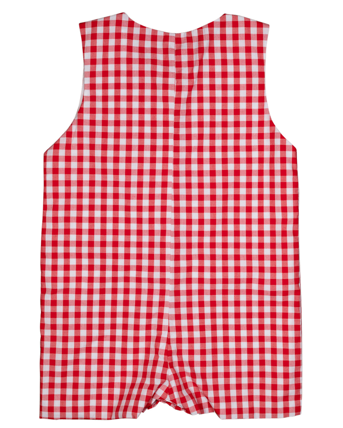 Apple Applique Red Checked Shortall- FINAL SALE