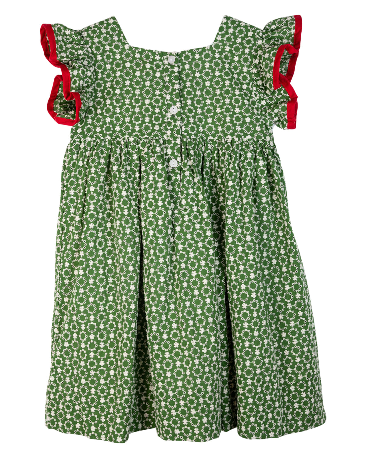 Apples Smocked Green Eyelet Dress