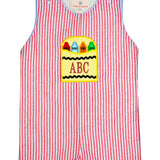 Crayon Pocket Red Seersucker Shortall