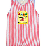 Crayon Pocket Red Seersucker Shortall