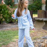 Blue Pumpkin Check Print Pajama Set