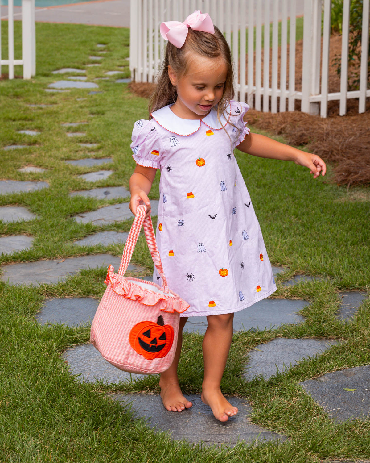 Halloween Embroidered Pink Dress- FINAL SALE