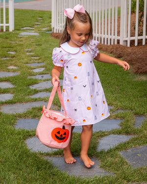 Halloween Embroidered Pink Dress