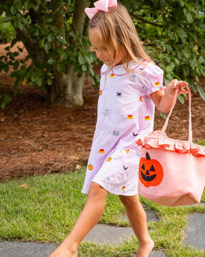 Halloween Embroidered Pink Dress- FINAL SALE