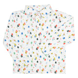Downhill Dash Ski Print Knit Polo Shirt