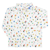 Downhill Dash Ski Print Knit Polo Shirt