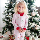 Vintage Santa Pink Knit Zip Up Pajamas