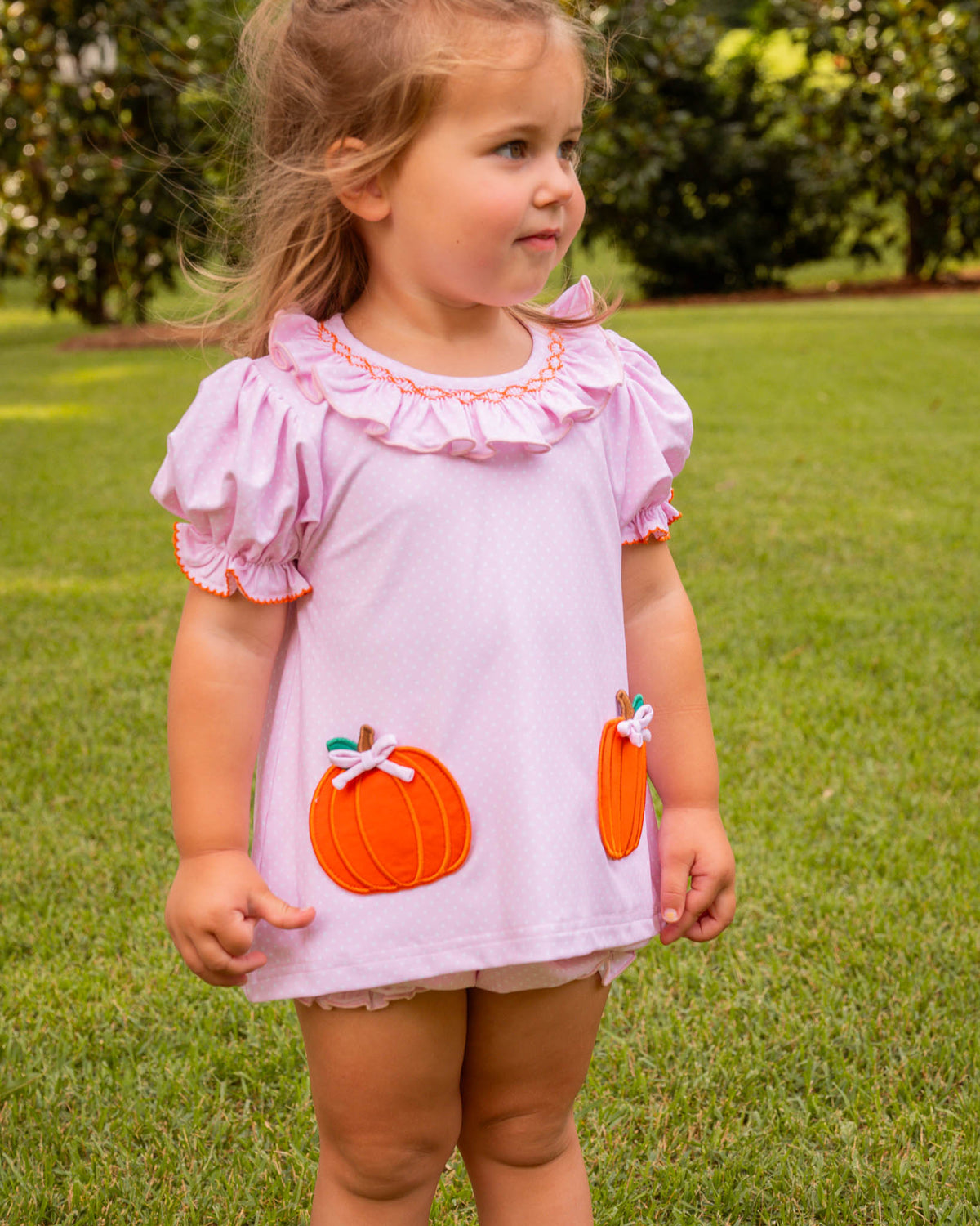 Pumpkin Pockets Polka Dot Knit Bloomer Set