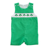 Shamrocks Smocked Green Knit Shortall