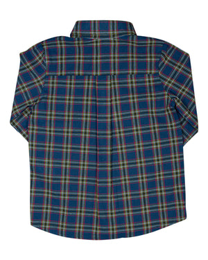 Navy Tartan Plaid Button Down Shirt