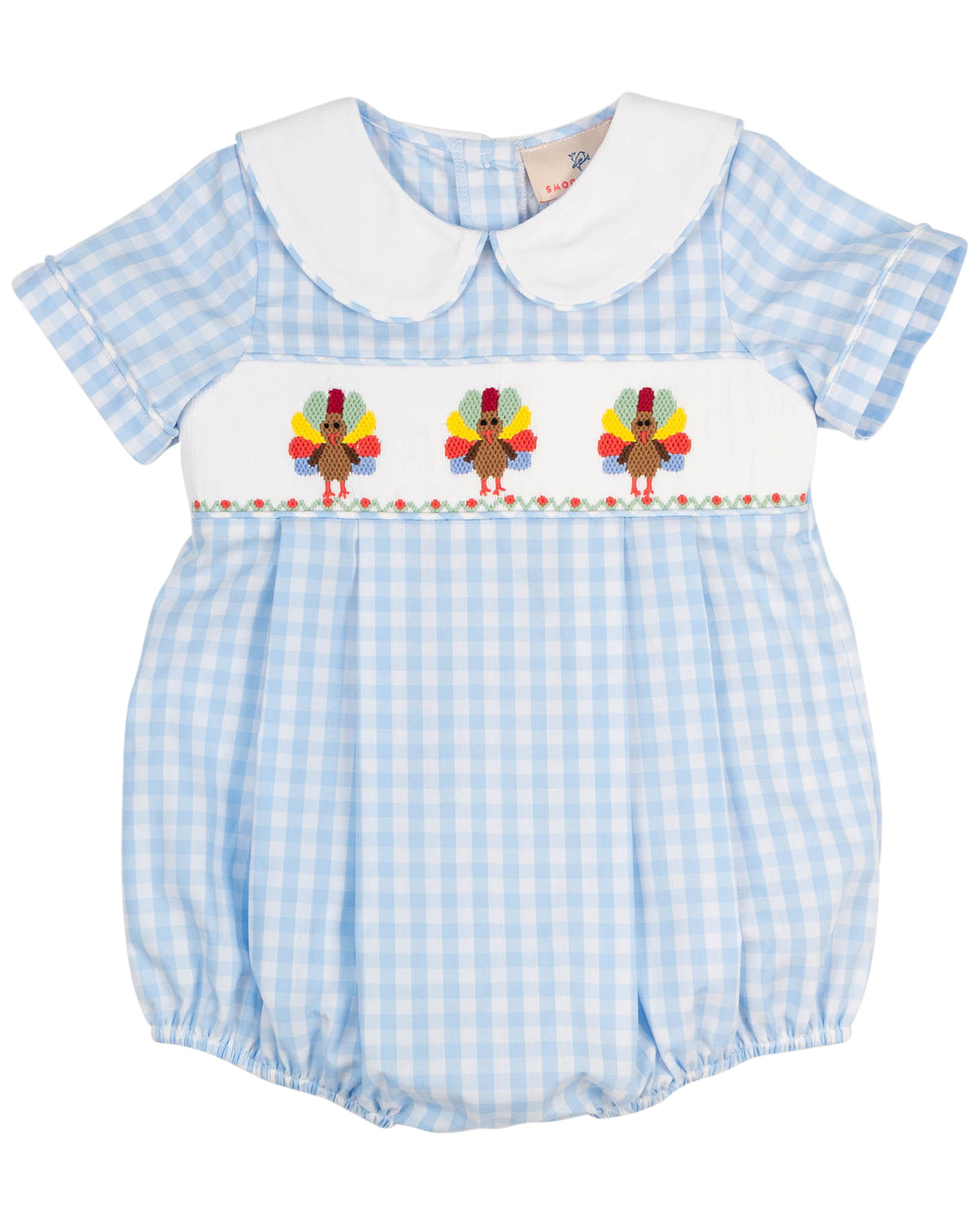 Turkeys Smocked Gingham Boy Bubble