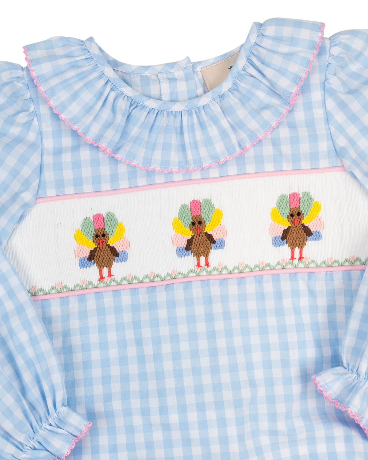 Turkeys Smocked Gingham Bow Dress