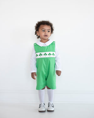 Shamrocks Smocked Green Knit Shortall