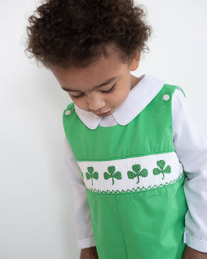 Shamrocks Smocked Green Knit Shortall