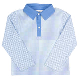 Cadet Blue Gingham Polo Shirt