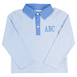 Cadet Blue Gingham Polo Shirt