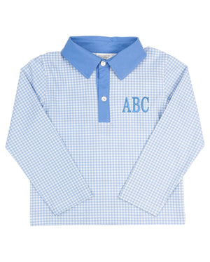 Cadet Blue Gingham Polo Shirt