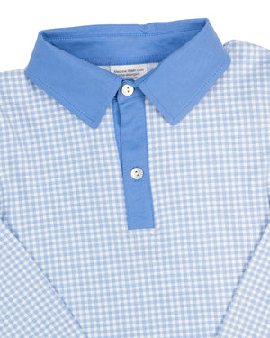 Cadet Blue Gingham Polo Shirt