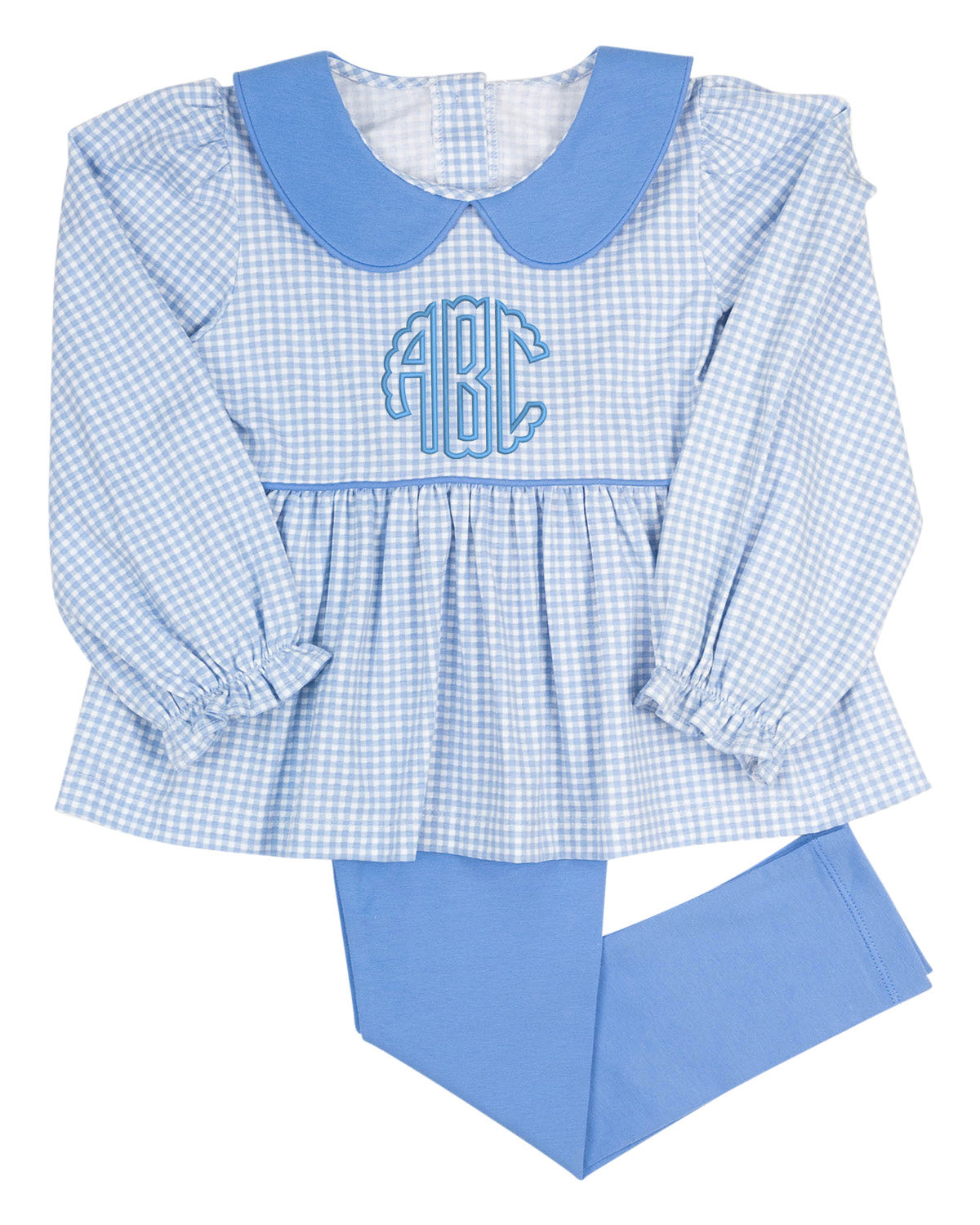 Cadet Blue Gingham Knit Legging Set