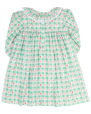 Red and Green Windowpane Smocked Dress