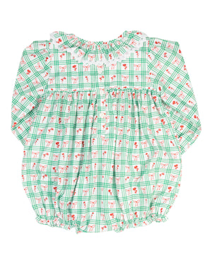 Red and Green Windowpane Smocked Bubble