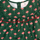 Holiday Floral Green Ruffle Collar Bubble- FINAL SALE