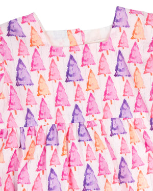 Pastel Christmas Trees Dress with Silver Lurex