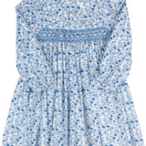 Winter Blue Floral Smocked Dress