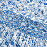 Winter Blue Floral Smocked Bubble